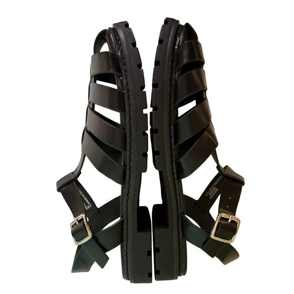 Steve Madden Black Fisherman Leather Sandals • Chunky Platform Gladiator Size 7 - Picture 1 of 9